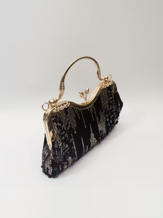 Velvet Sequin Detail Clutch