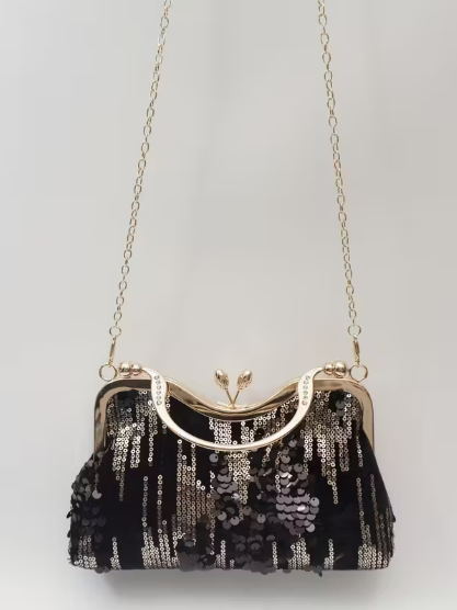 Velvet Sequin Detail Clutch
