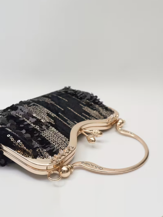 Velvet Sequin Detail Clutch