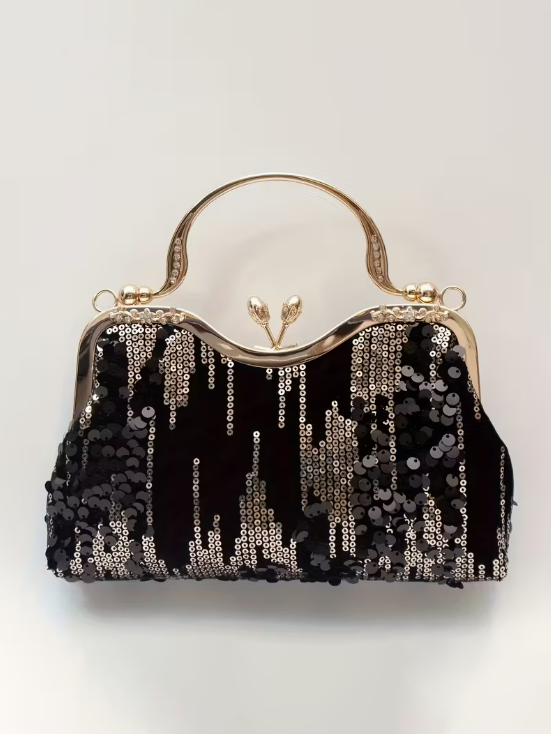 Velvet Sequin Detail Clutch