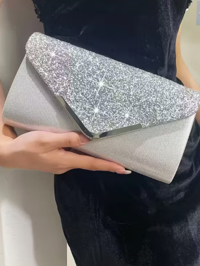 Glitter Envelope Style Evening Clutch