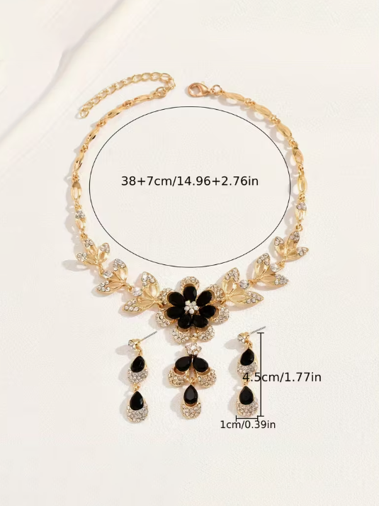 Flower Two Tone Necklace set