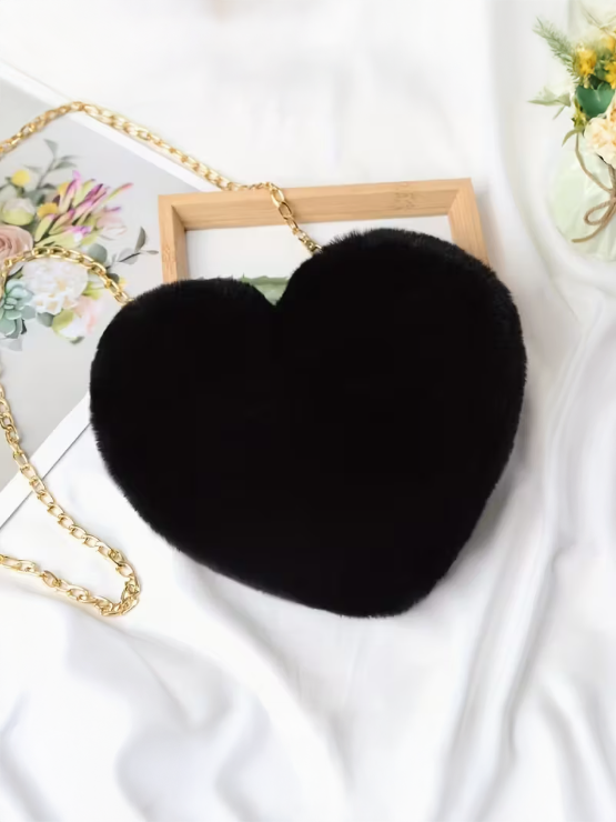 Fuzzy Heart Crossbody Bag