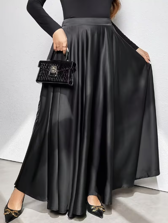 Baylee Satin Maxi Plus Size Skirt