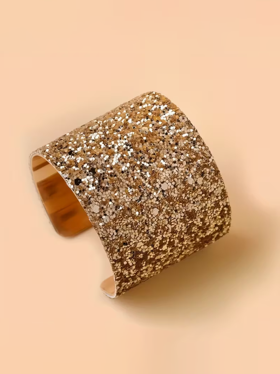 Exaggerated Glitter Cuff Bracelet