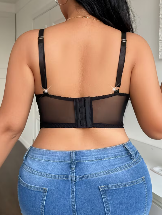 Midnight Garden Embroidered Plus Size Bustier