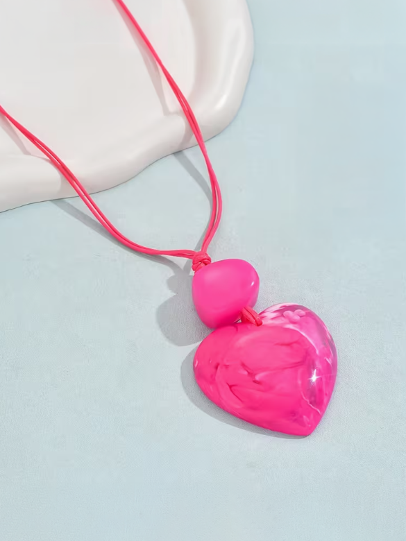 Midnight Heart Pendant Necklace in Pink