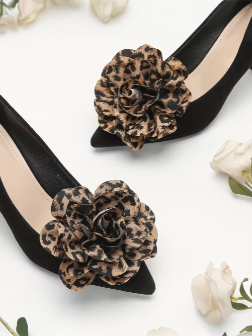 Leopard Clip On Flowers