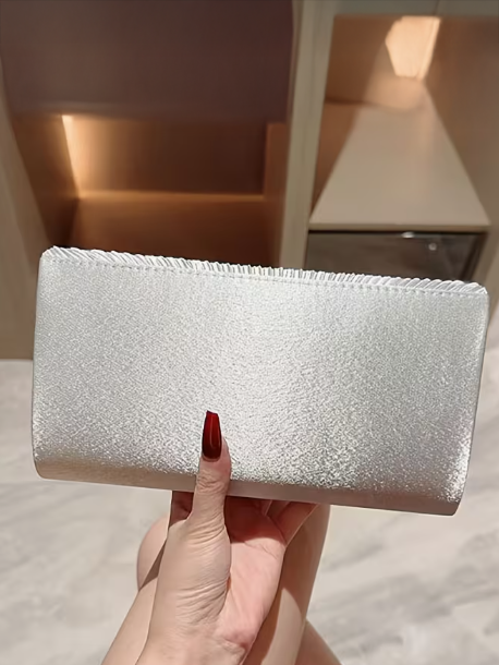 Pleated Evening Clutch in Silver