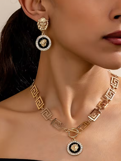 Lion Necklace and Earring Set