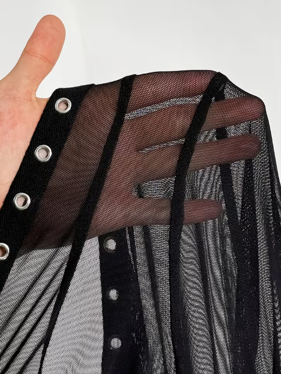 Greer Lace Up Plus Size Sheer Top