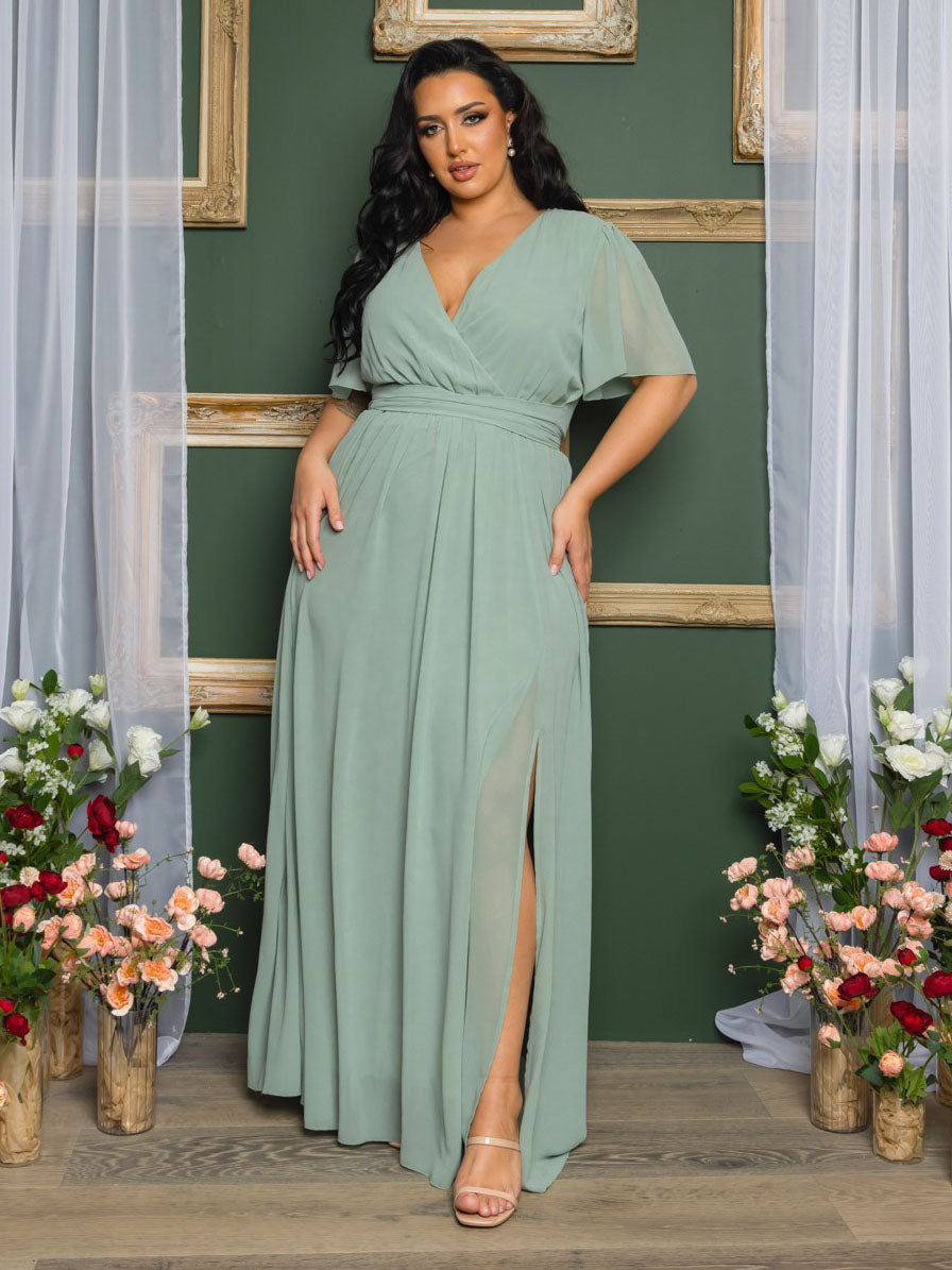 Elona Formal Plus Size Dress in Sage