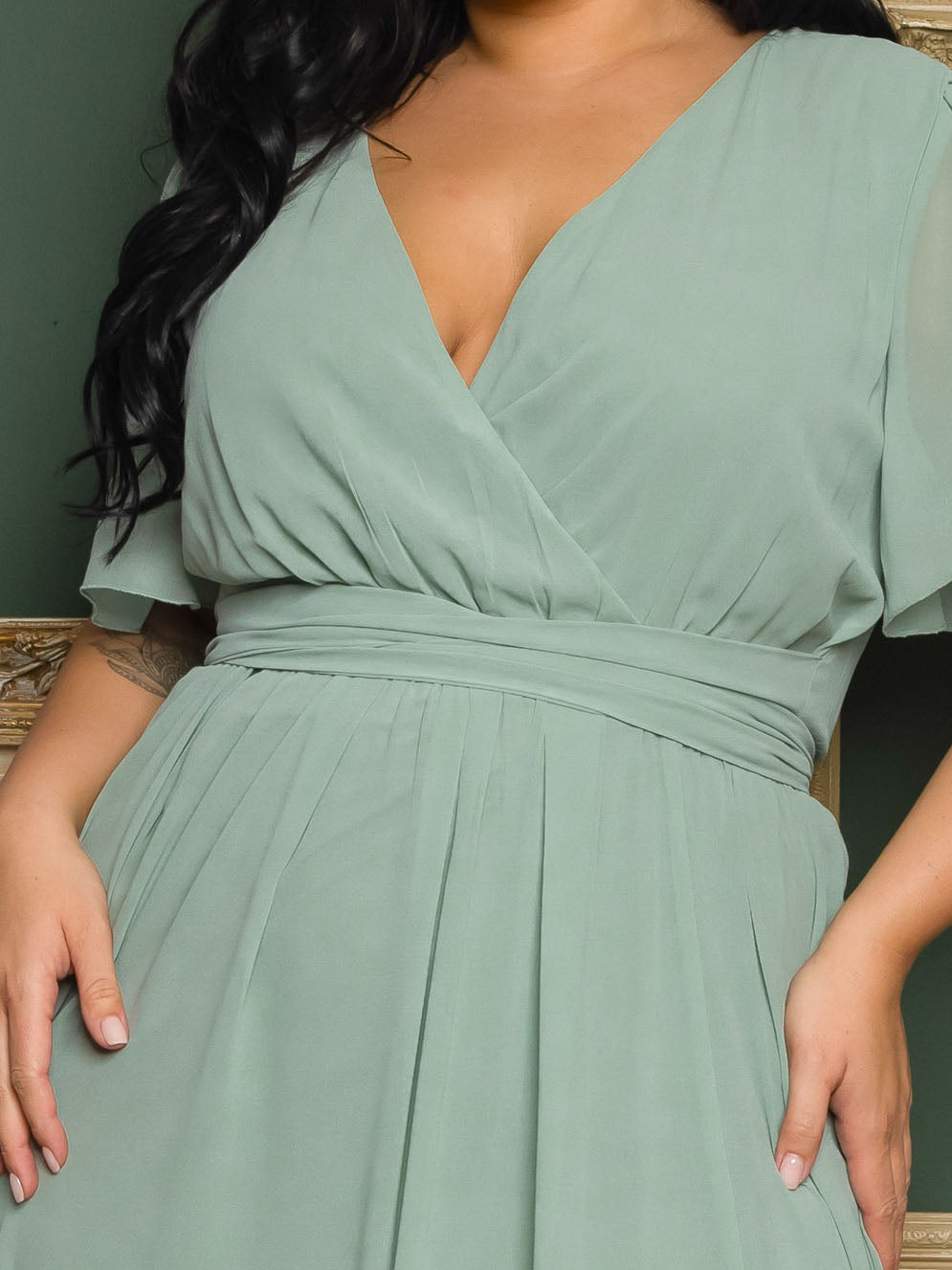 Elona Formal Plus Size Dress in Sage