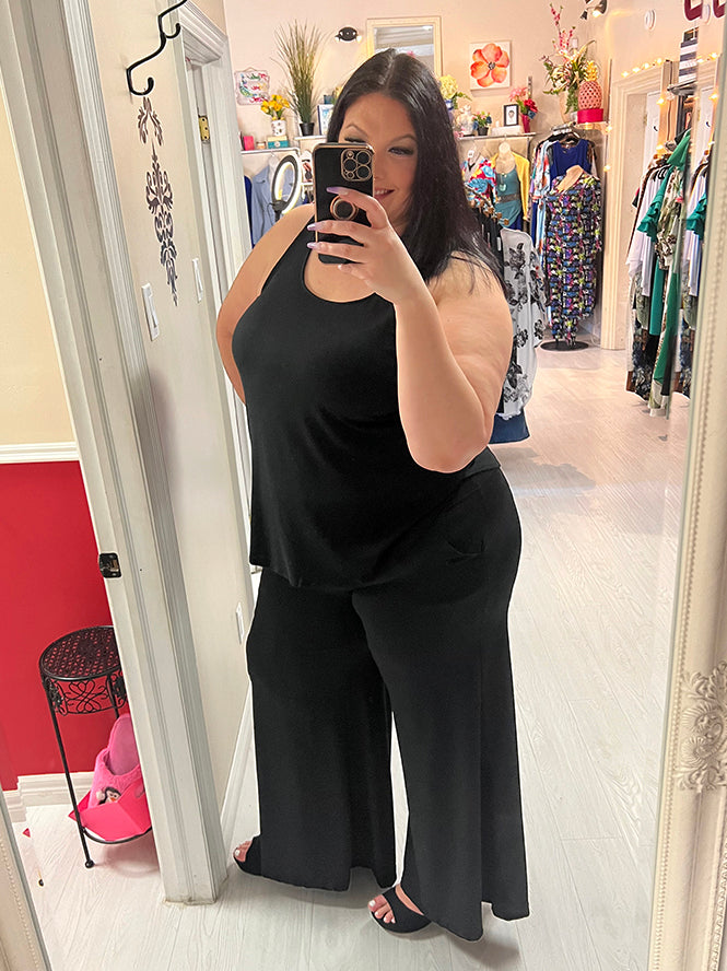 Zara Plus Size Wide Leg Pant in Black