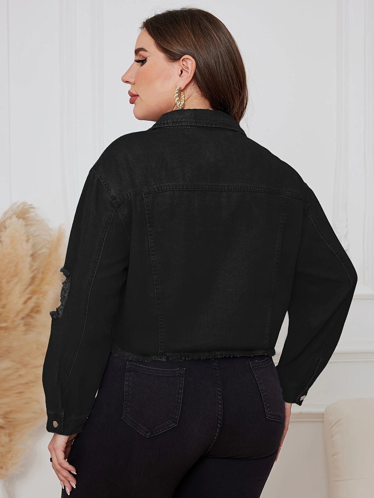 Abby Plus Size Distressed Denim Jacket
