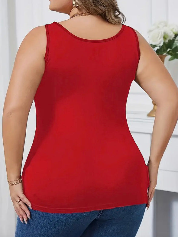 Amellia Perfect Plus Size Tank Top by Run Free by Vee in Red, plus size tank top, alternate view