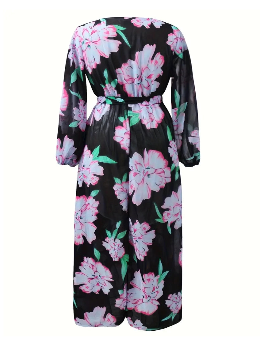 Arianna Floral Print Plus-Size Dress