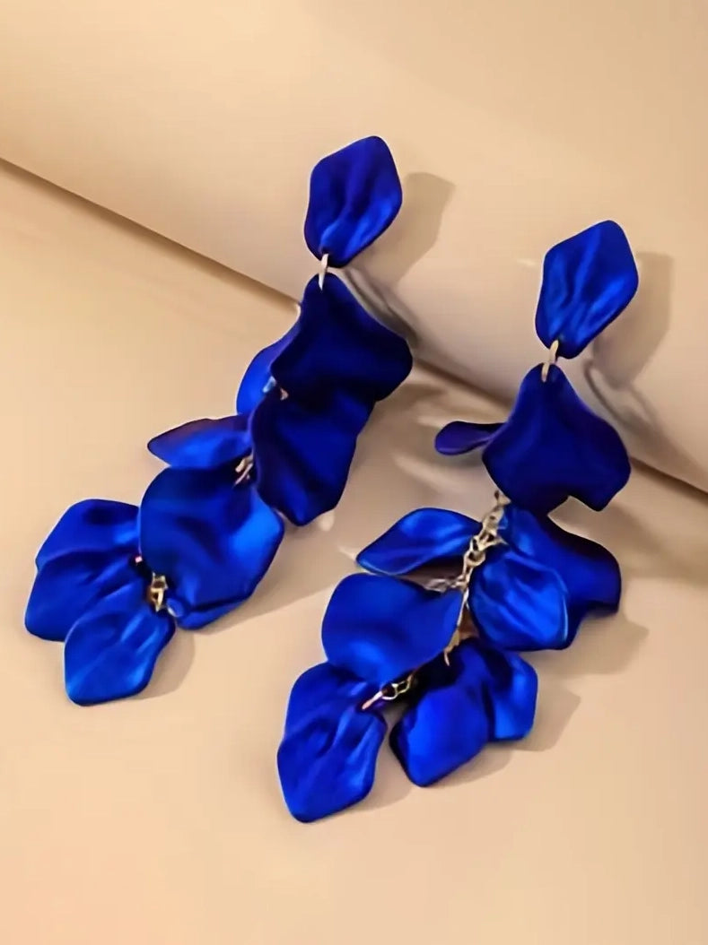 Exaggerated Long Petal Tassel Earrings