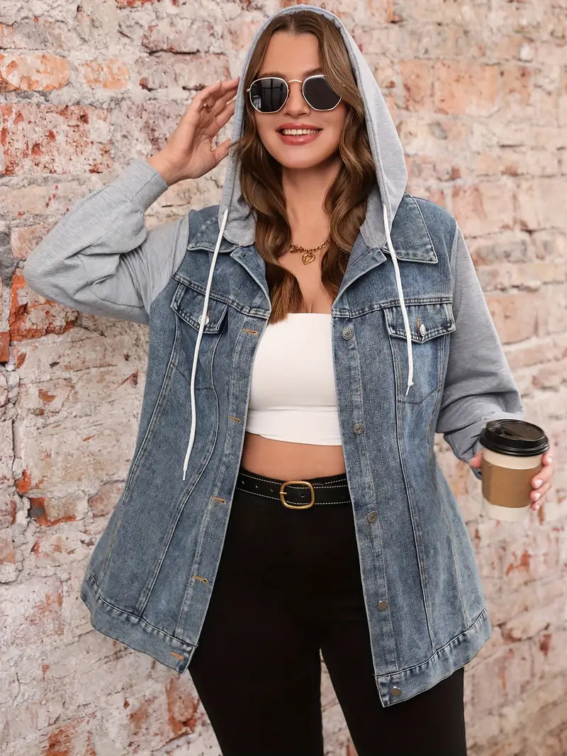 Aurora Hooded Plus Size Denim Jacket