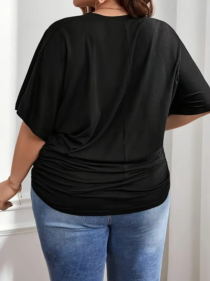 Leanna V-neck Plus Size Top in Black