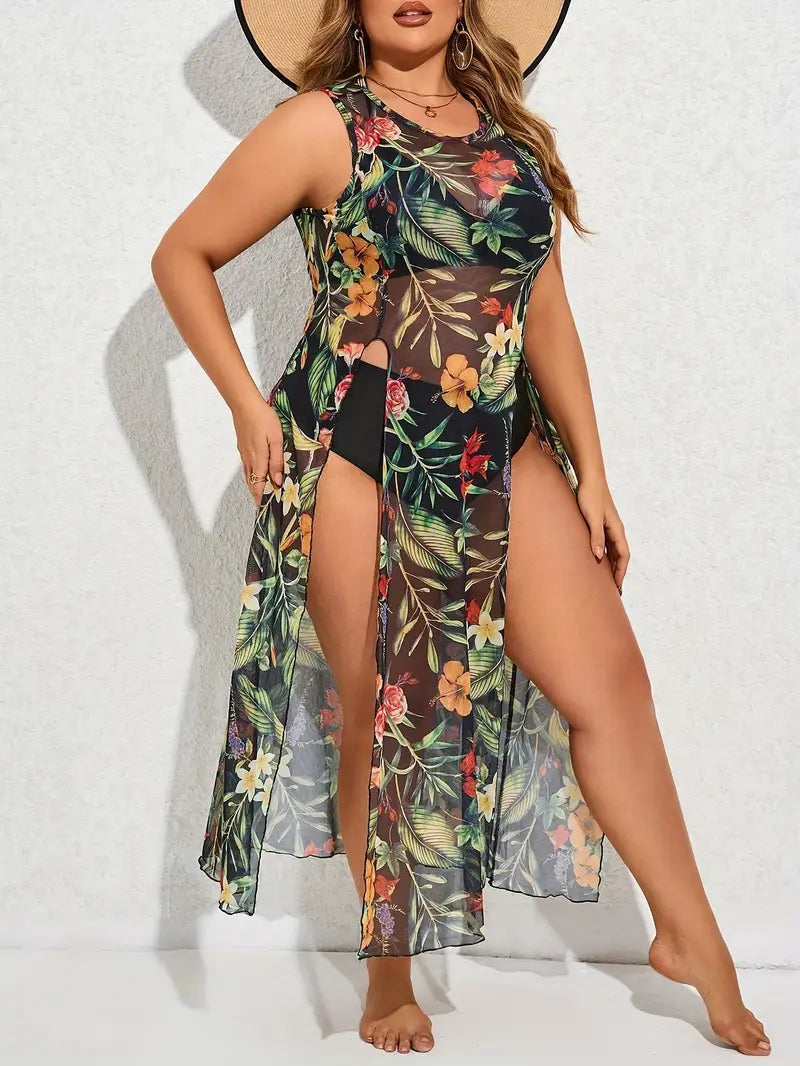 Biara Plus Size Sheer Cover Up Top