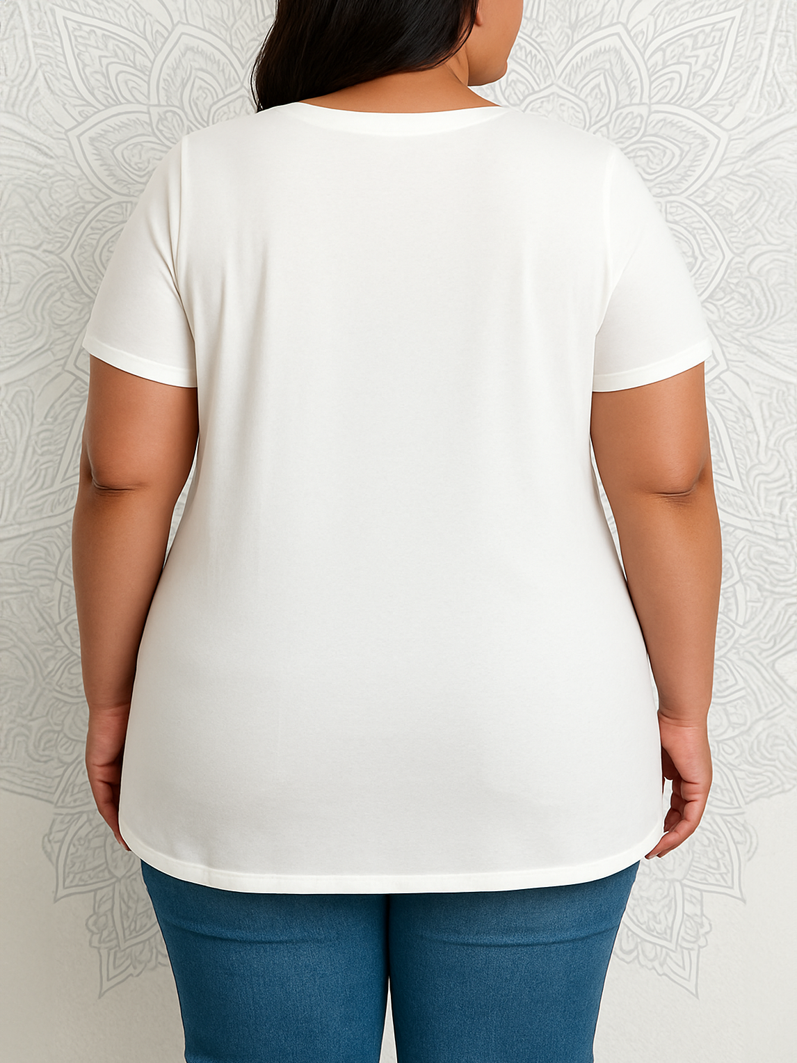 Mandala Print Plus Size T-shirt in White