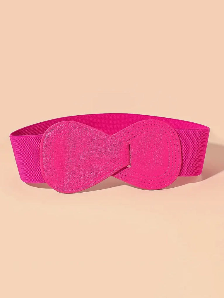 Bow Shaped Elastic Plus Size Belt in Pink, belt, front view