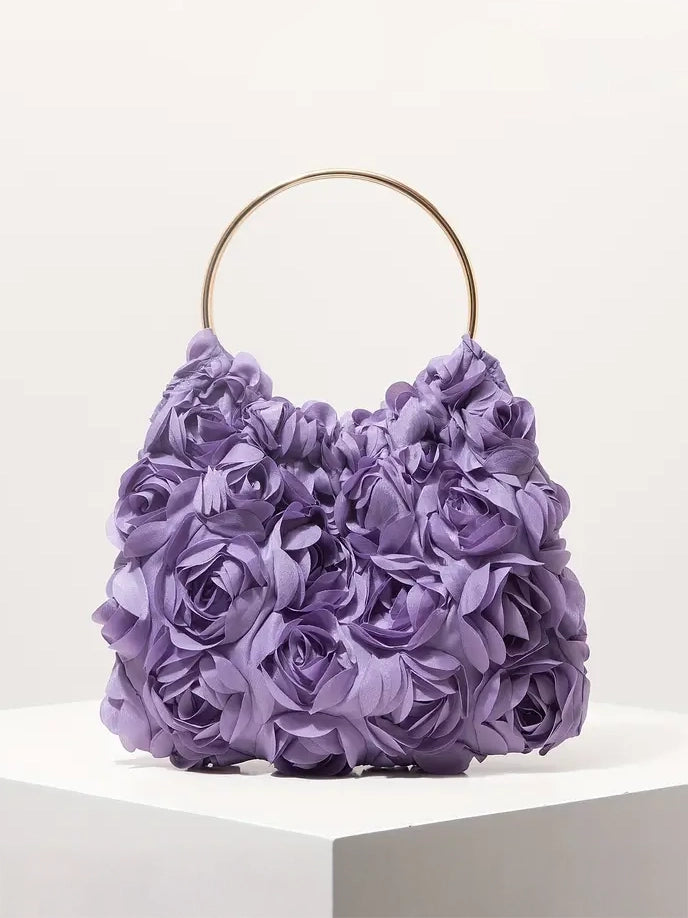 Elegant Floral Evening Purse in Lavender