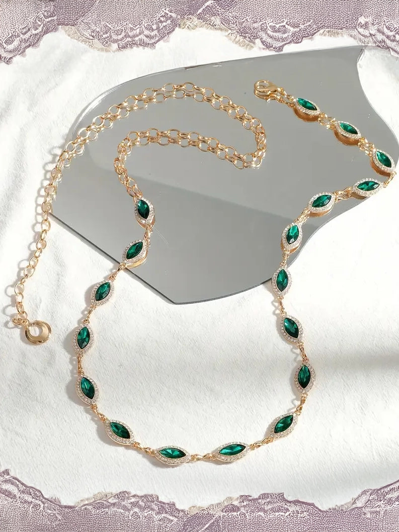 Plus Size Chain Belt with Crystal Gems
