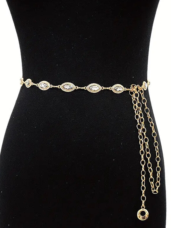Plus Size Chain Belt with Crystal Gems