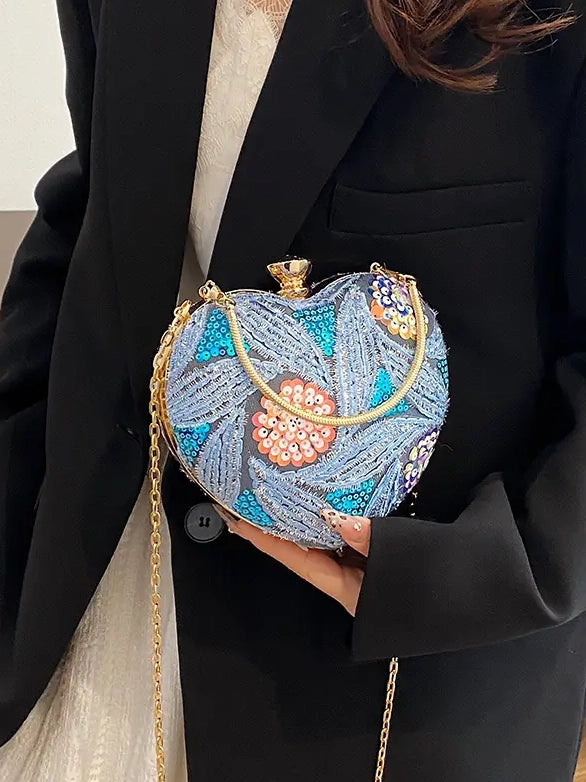 Sequin Heart Shaped Evening Bag