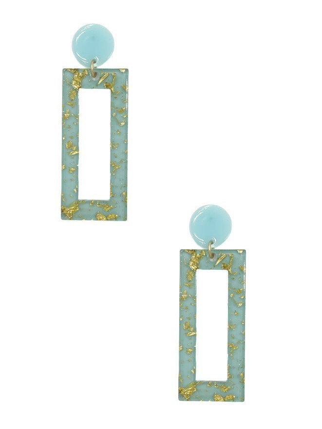 Rectangle Acetate Mix Drop Earring