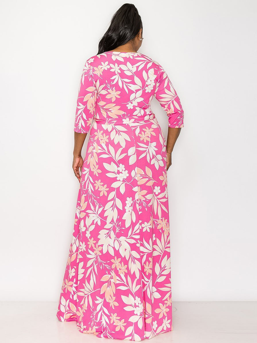 Signature Plus Size Maxi Dress in Pink Blossom