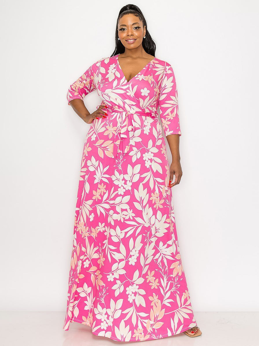 Signature Plus Size Maxi Dress in Pink Blossom