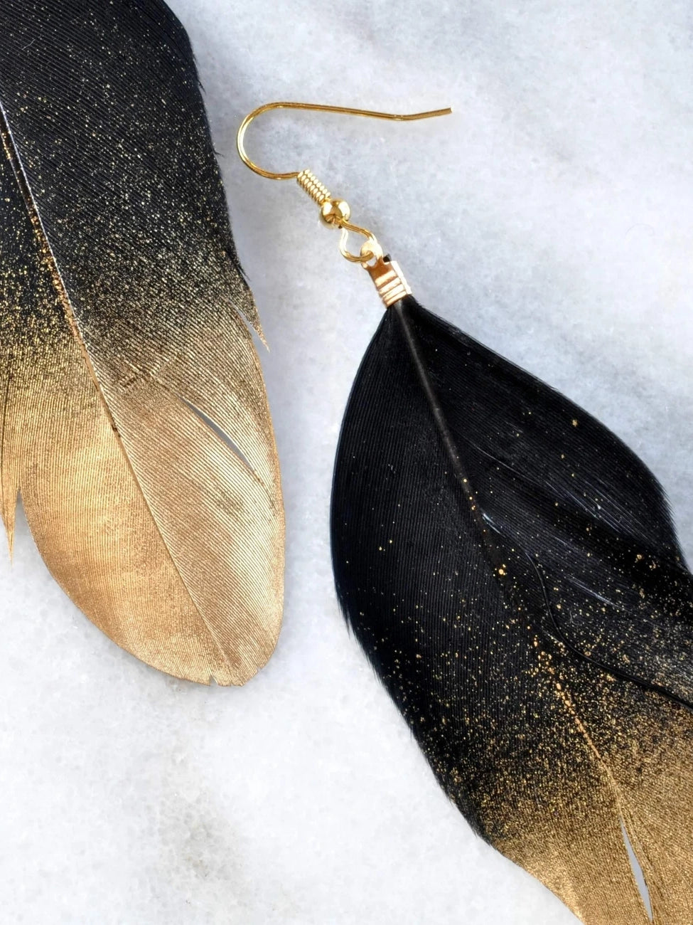 Dipped Feather Statement Earrings