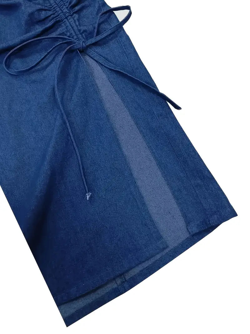 Josie Plus Size Side Ruching Denim Skirt