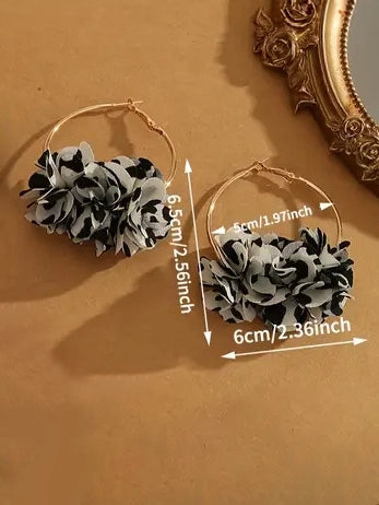 Leopard Flower Hoop Earrings