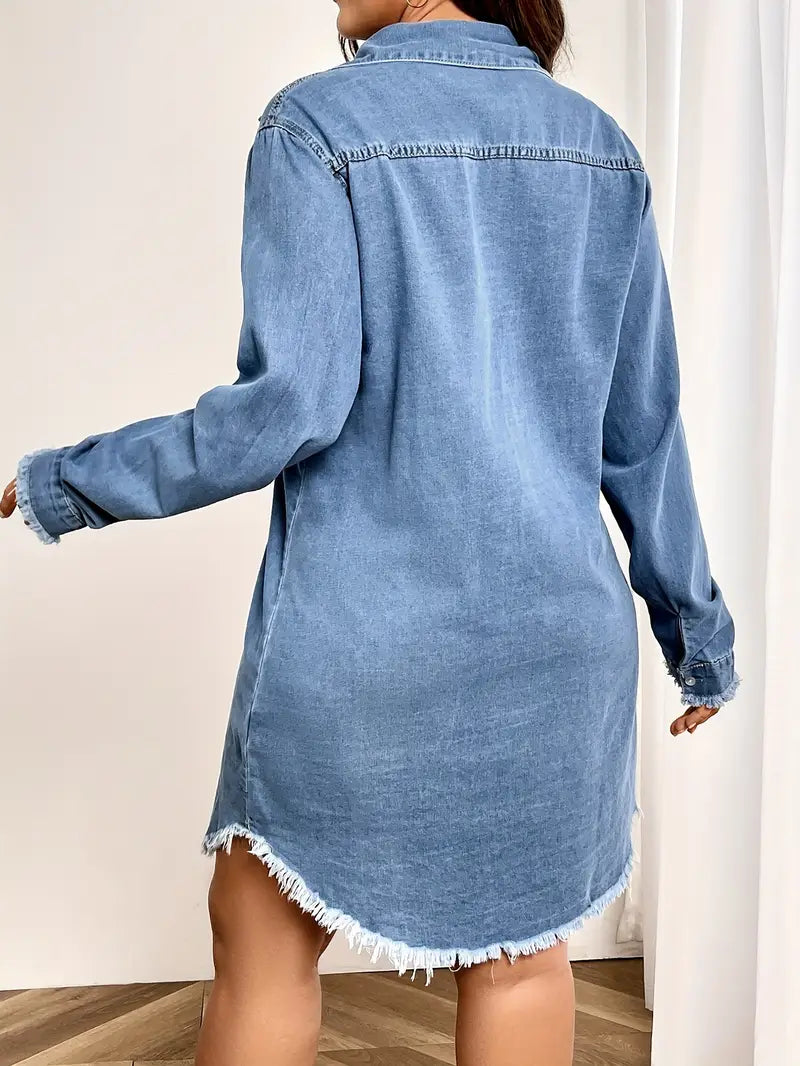 Savvy Plus Size Jean Shirt Dress