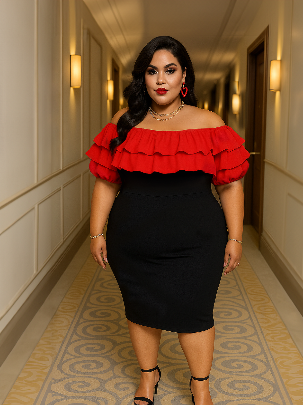 Madrid Plus Size Colour Block Party Dress