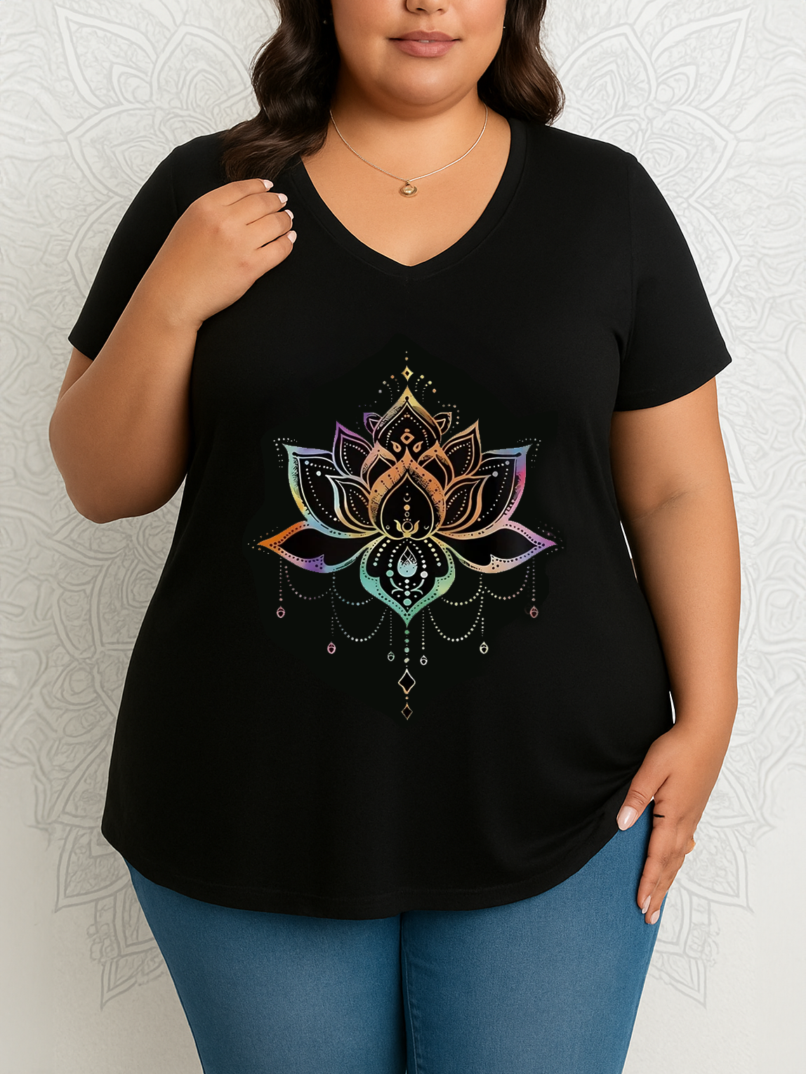 Mandala Print Plus Size T-shirt