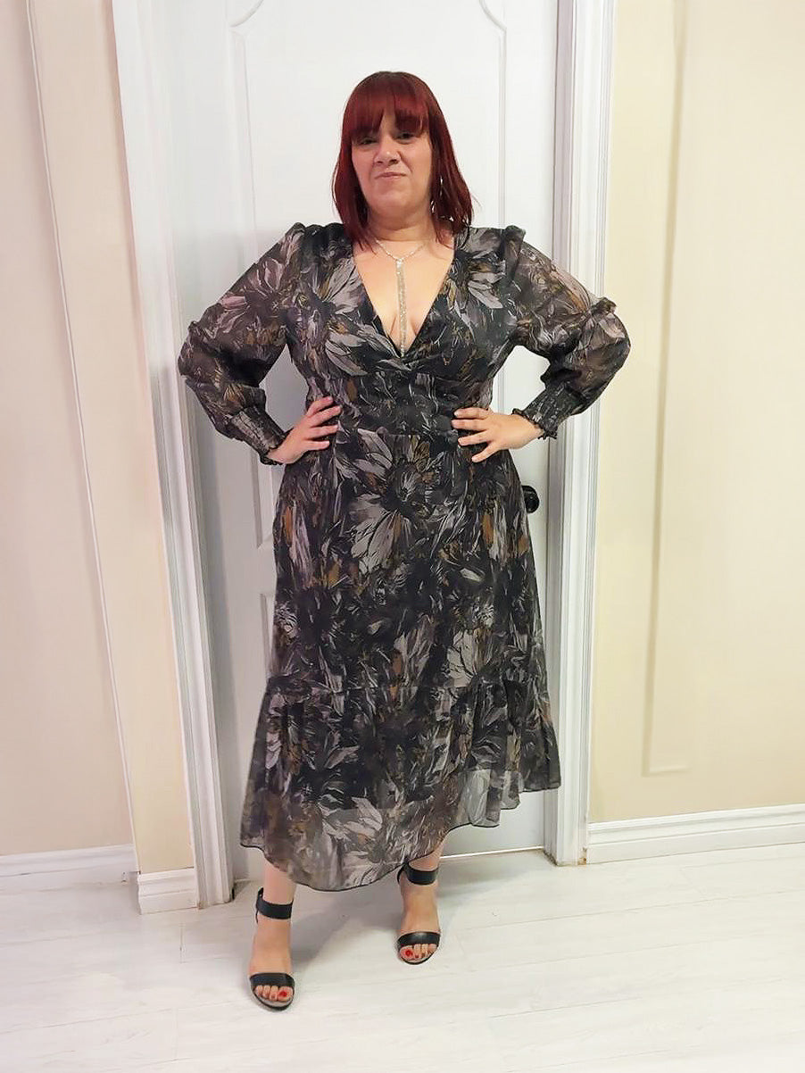 Mystic Floral Chiffon Plus Size Dress