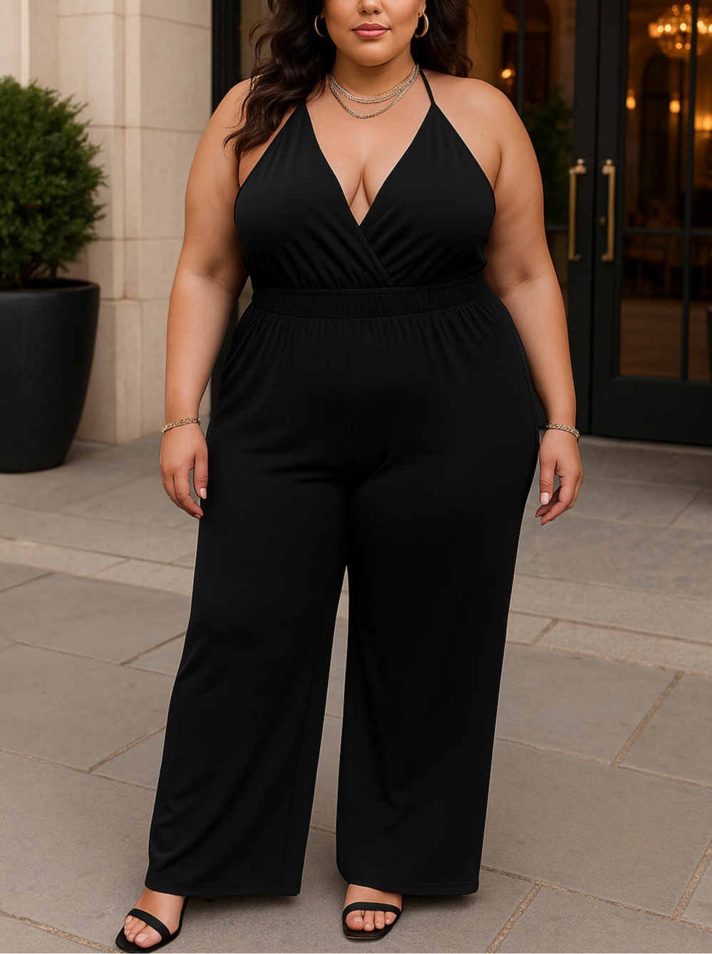 Nevel Plus Size Wide Leg Jumpsuit