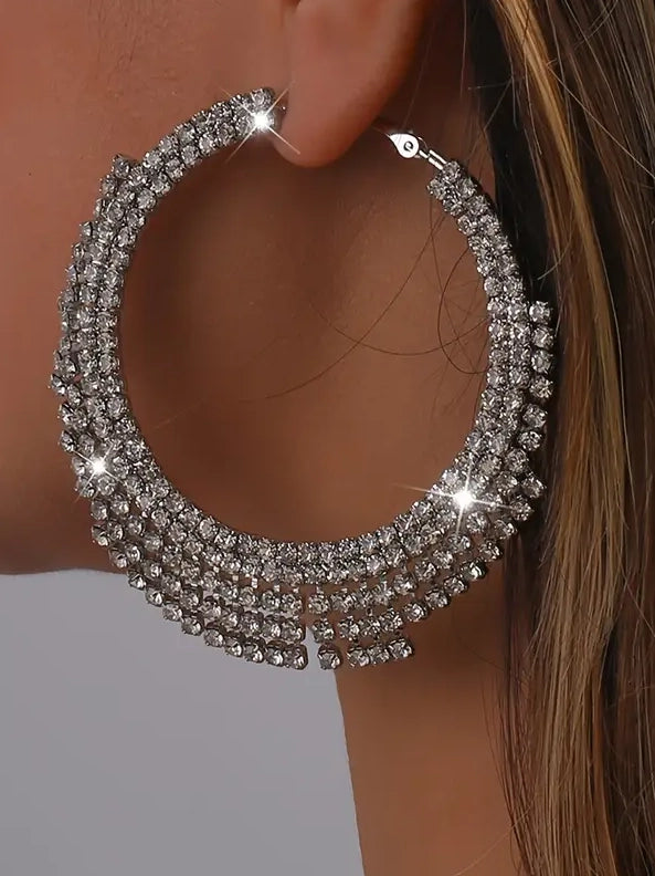 Rhinestone Large Hoop Earrings