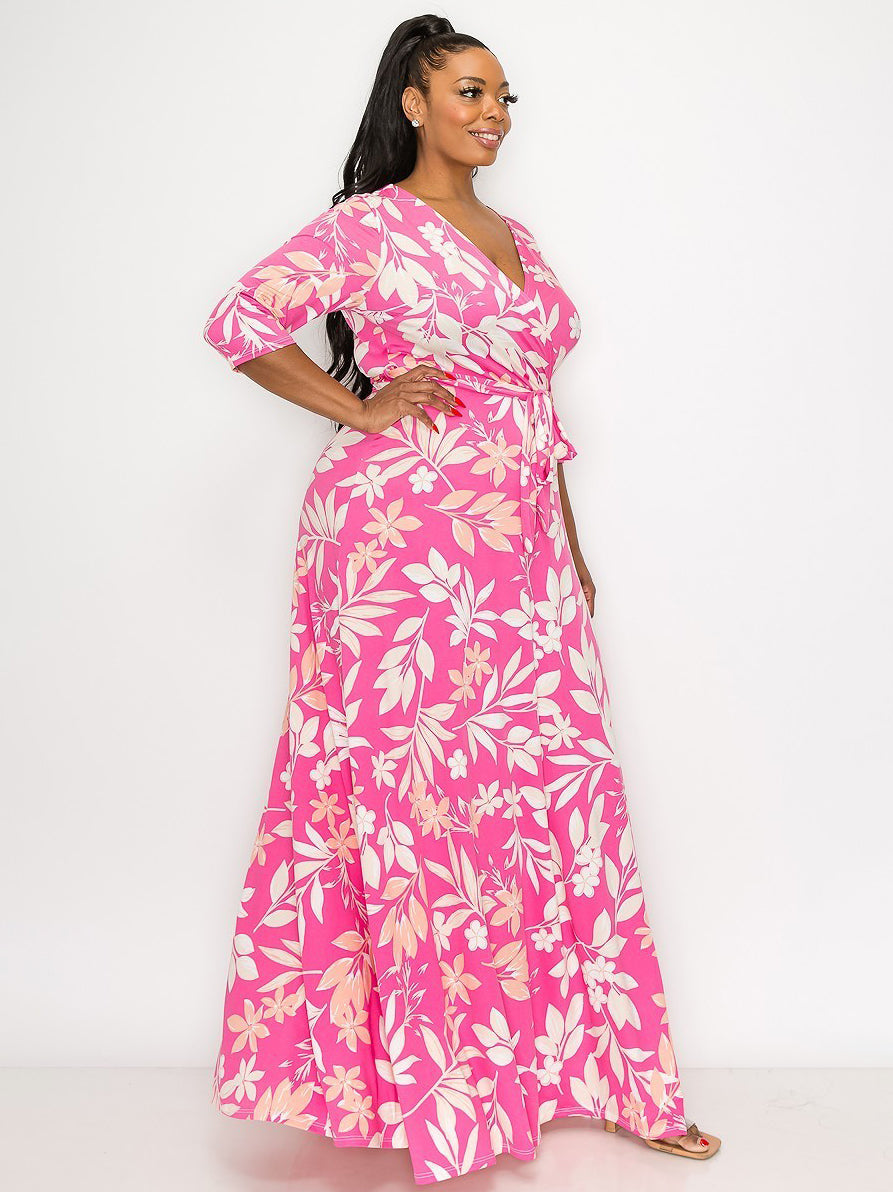 Signature Plus Size Maxi Dress in Pink Blossom