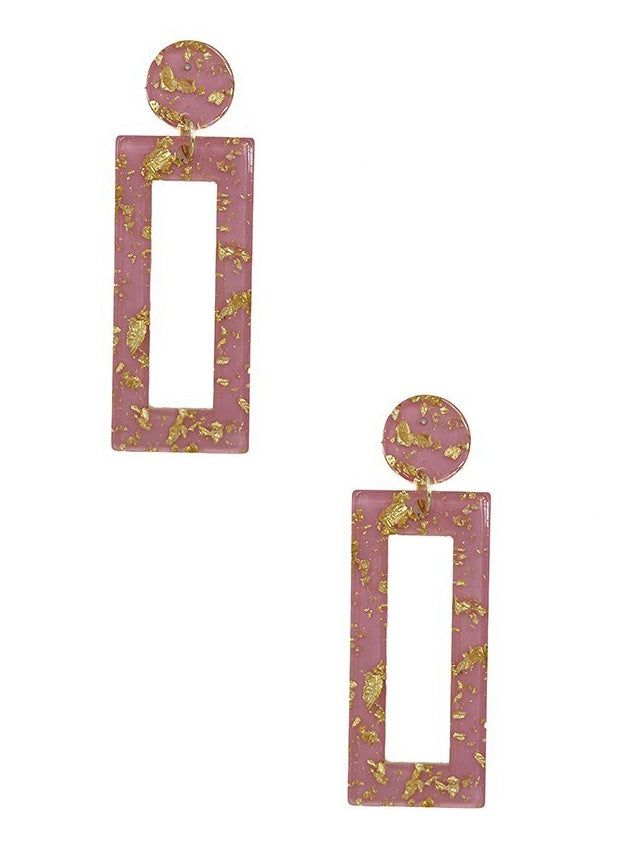 Rectangle Acetate Mix Drop Earring