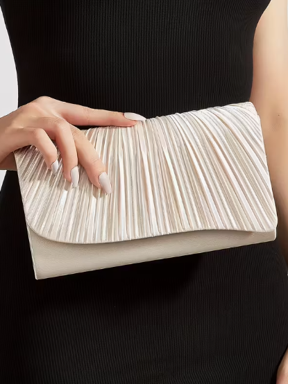 Pleated Evening Clutch, clutch, product view