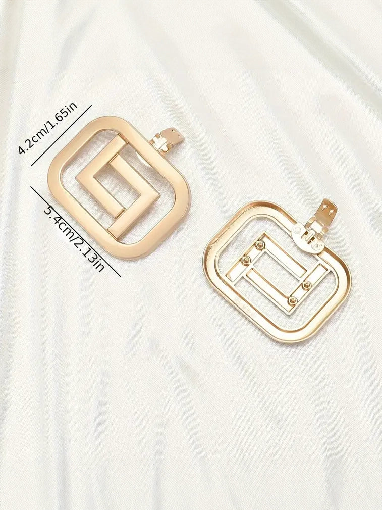 Rounded Square Gold Shoe Clips