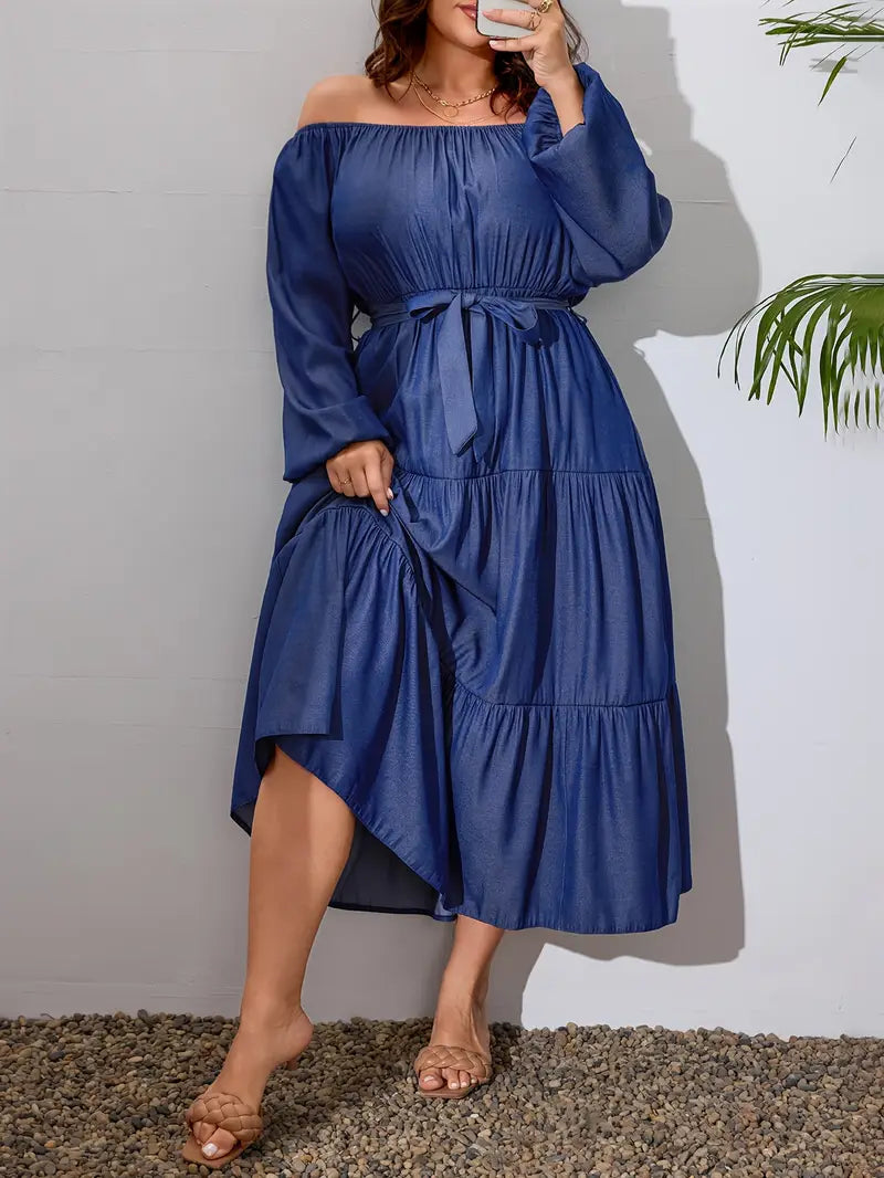 Scarlett Chambrey Plus Size Off Shoulder Dress