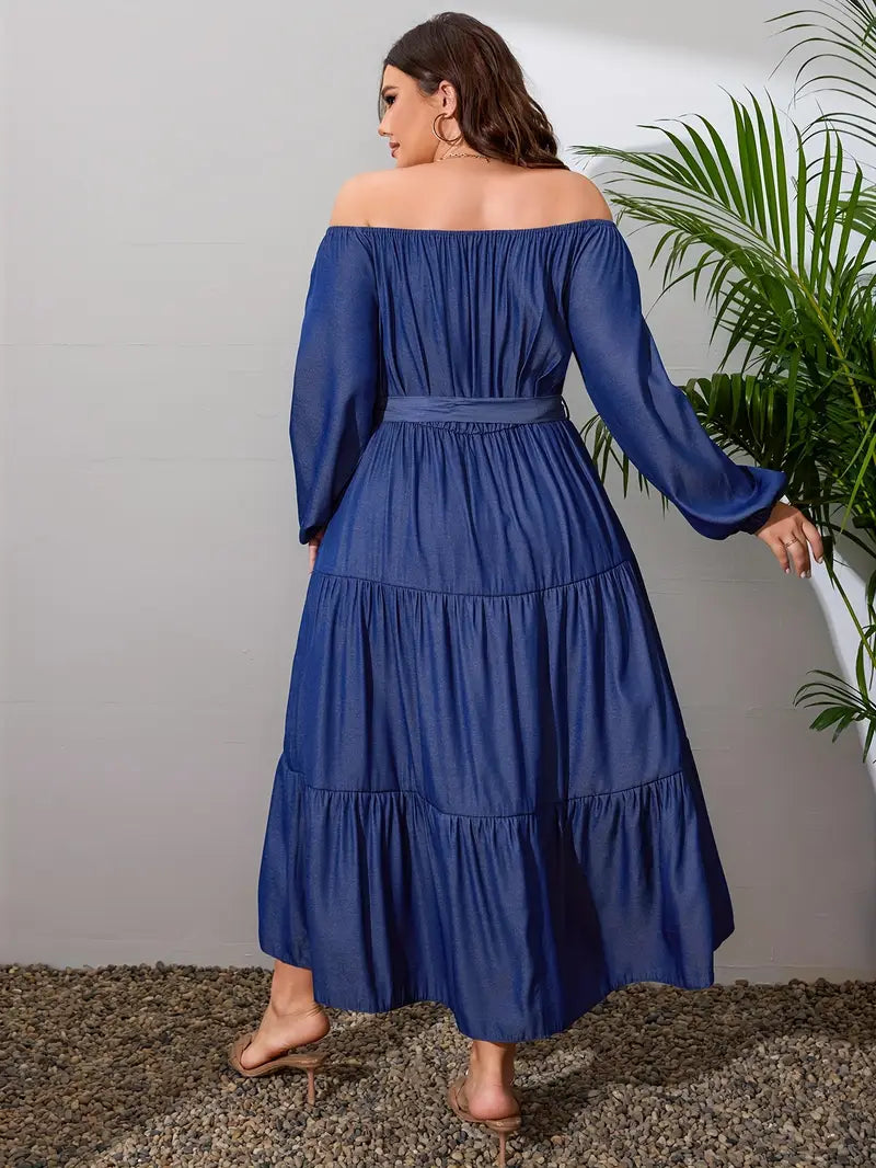 Scarlett Chambrey Plus Size Off Shoulder Dress