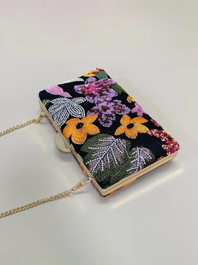 Elegant Sequin Embroidery Clutch